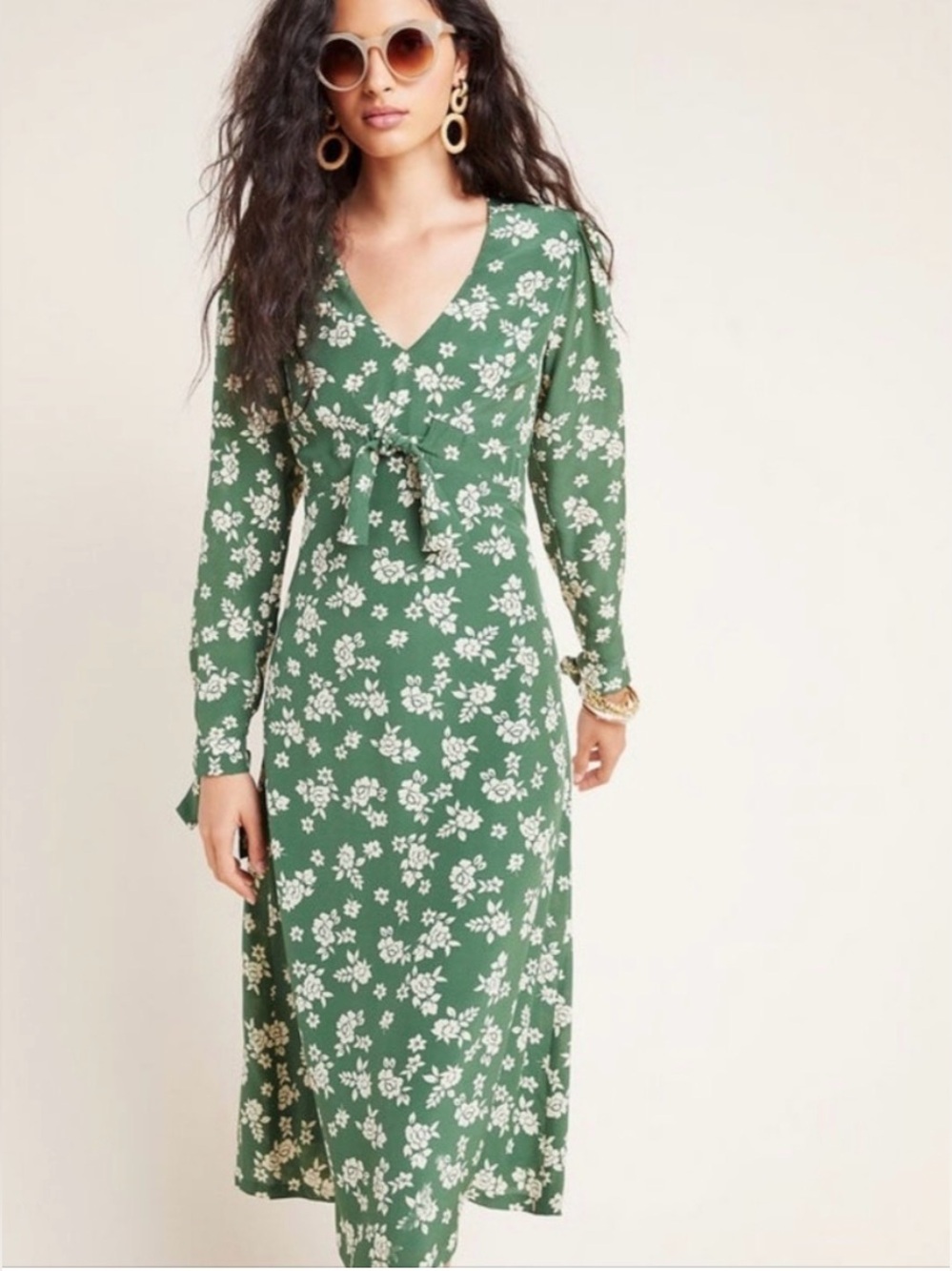 Anthropologie x Kachel Floral Green Midi Dress